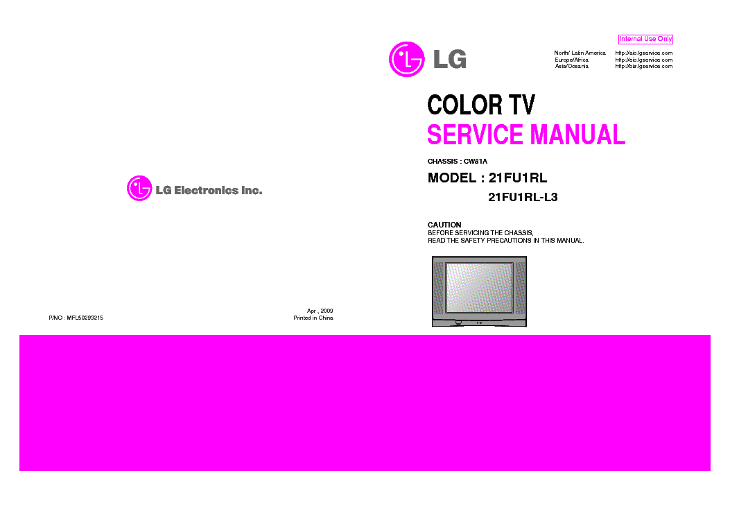 LG 21FU1RL[-L3] CHASSIS CW81A service manual (1st page)